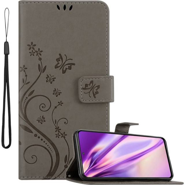 (FLORAL GREY) Cadorabo Flower Case for Xiaomi RedMi NOTE 11 PRO 4G / 5G Cover Book Wallet Protection PU Leather Flip Etui magnetic closure