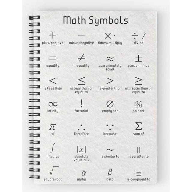 Spiral Notebook Maths Symbols A5 120 Pages