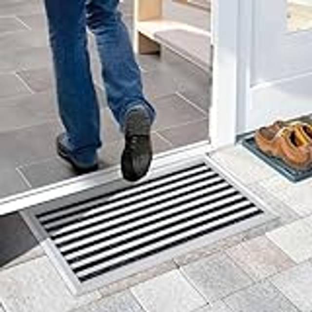 Aluminium Barrier Dirt-Trapper Door Mat Carpet Brush 60cm x 40cm - Grey - 40cm x 60cm