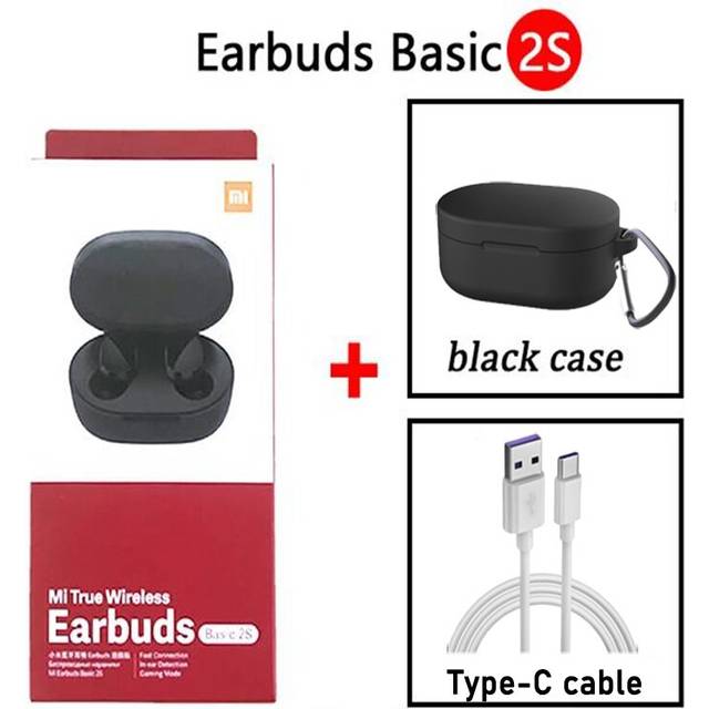(a-black case TC) Xiaomi Mi True Wireless Earbuds Basic 2S Earphone Bluetooth 5.0 Kontrol Sentuh TWS Earphone Mode Gaming Headphon Versi Global