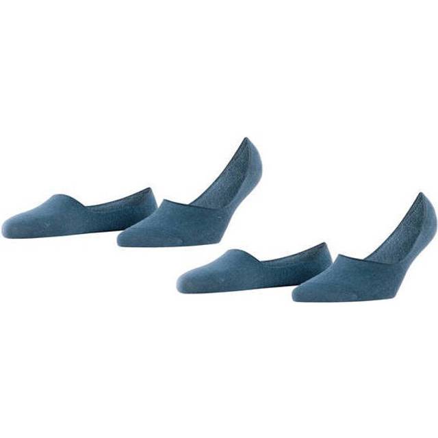 Burlington Dam Everyday 2-Pack ventilerande osynliga strumpor bomull medium urringning anti-glidsystem häl glider inte in i den enade fina skon flerpack set med 2 par, blå (ljus denim 6660), 41-42