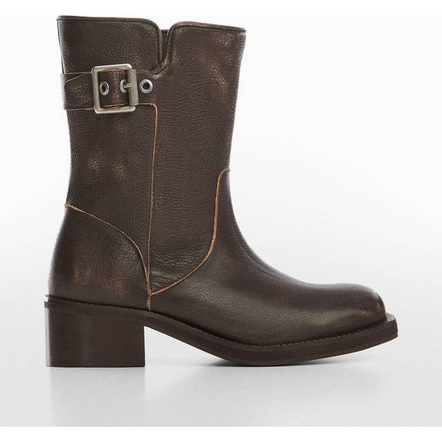 Brown Leather Biker Ankle Boot (5)