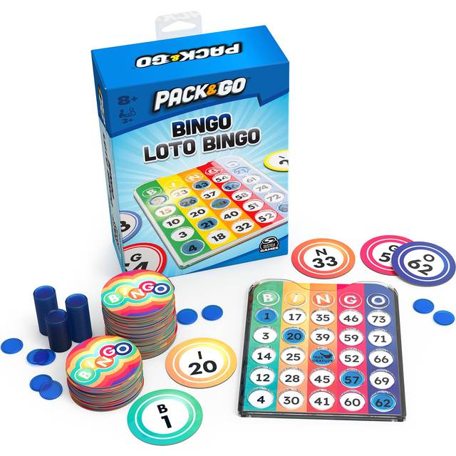 Pack  go Bingo game from Spin Master games Outdoor games Kids games Yard games Portable Rainbow Bingo chips games for Adults and Kids Ages 8 and up