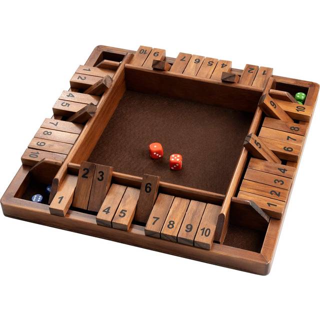 ropoda 14 Inches 4-Way Shut The Box Game 2-4 Players for Kids & Adults 4 Sided Large Shut The Board Game Wooden  8 Dice Shut The Box- Vintage Style Cl