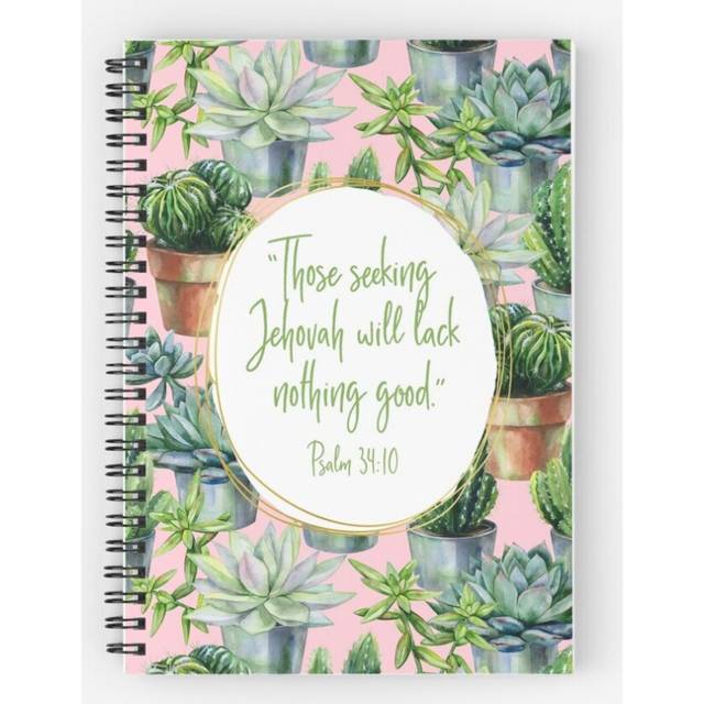 Spiral Notebook Yeartext 2022 (Cactus and Succulents) A5 120 Pages