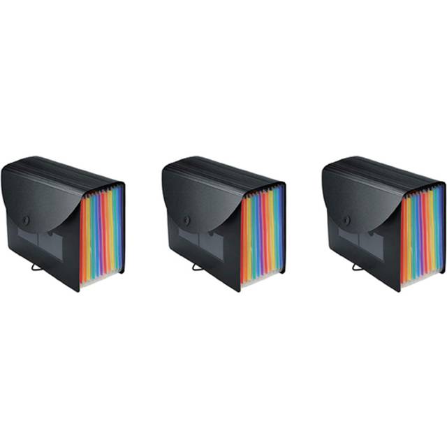 3X Expanding File Folder 12 Pockets File Organizer Filing Box,A4 Accordion Bill/Receipt Folders with Colored Tabs