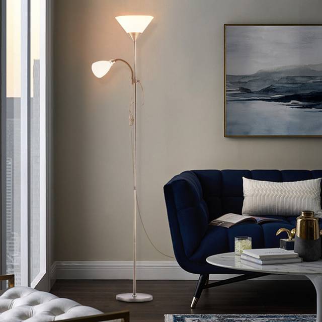 Double Head Child-mother Dual Switch Floor Lamp - Bronze