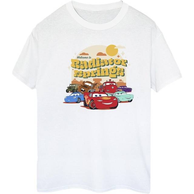 (M, White) Disney Womens/Ladies Cars Radiator Springs Group Cotton Boyfriend T-Shirt