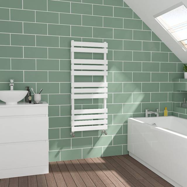 WarmeHaus Flat Panel White Towel Radiator Bathroom Heated Towel Rail 1200x500mm