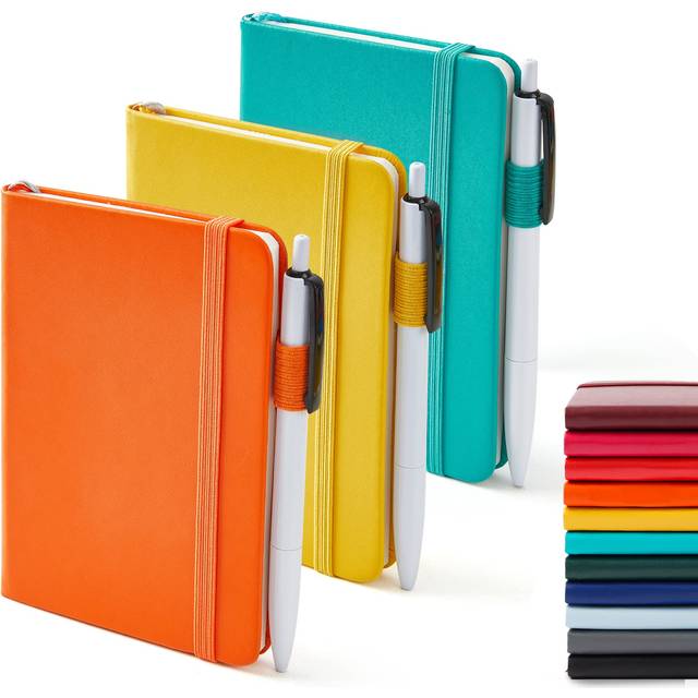 feela Pocket Notebook Journals  Mini Cute Small Hardcover College Ruled Notepad Office School Supplies  with 3 Black Pens  3.5 x 5.5   3 Pack  A6  Sol
