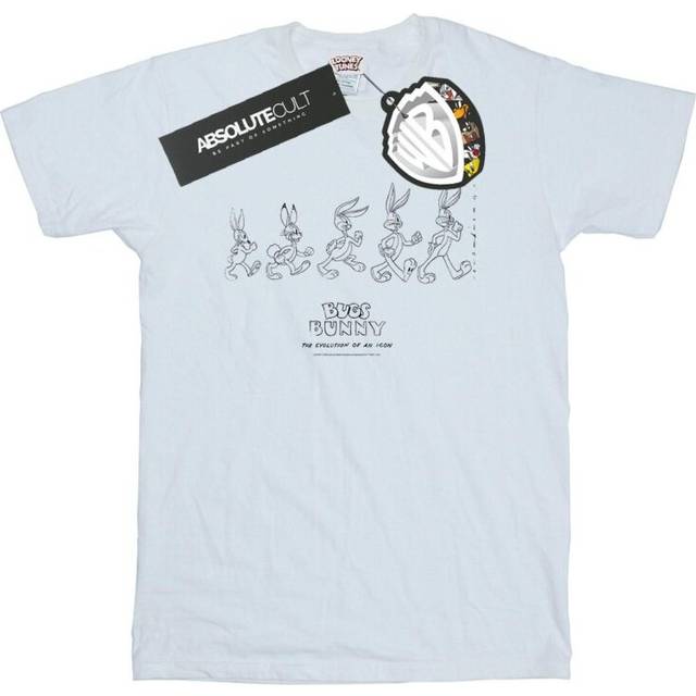 (L, White) Looney Tunes Mens Bugs Bunny Evolution T-Shirt