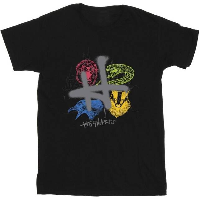 (L, Black) Harry Potter Mens Emblems H Spray T-Shirt