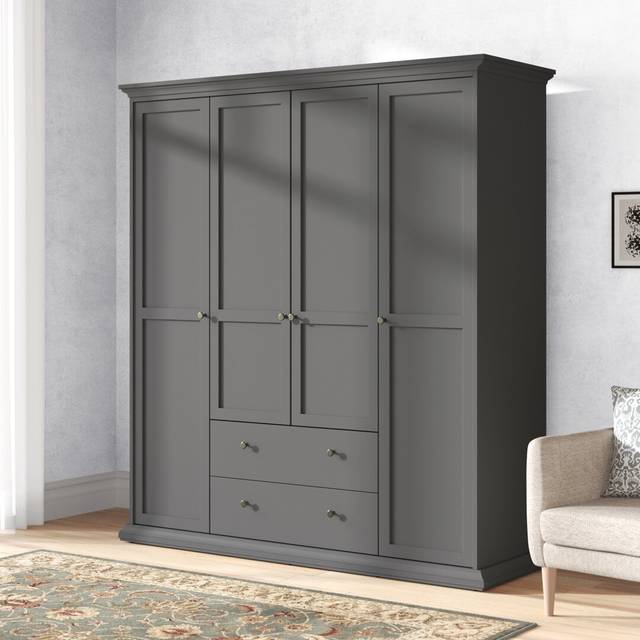 Helena Woodburn 4 Doors Wardrobe - Matte Grey (509.52cm H X 460.76cm W X 153.67cm D)