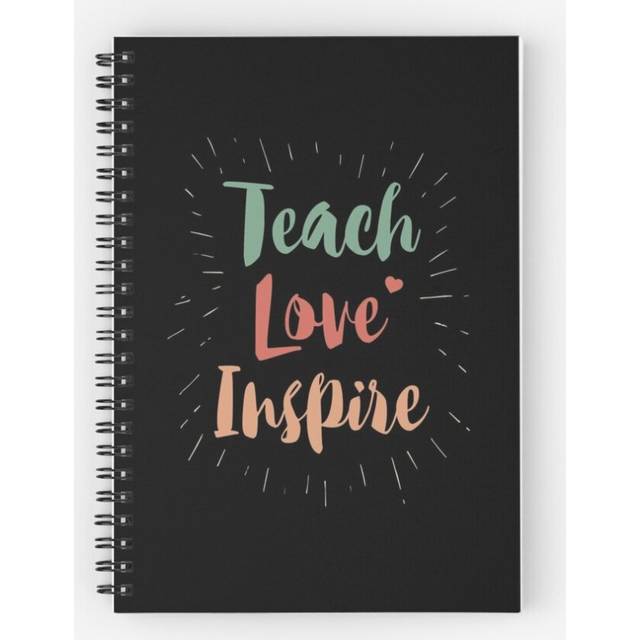 Spiral Notebook Teach Love Inspire Teacher Teaching  A5 120 Pages