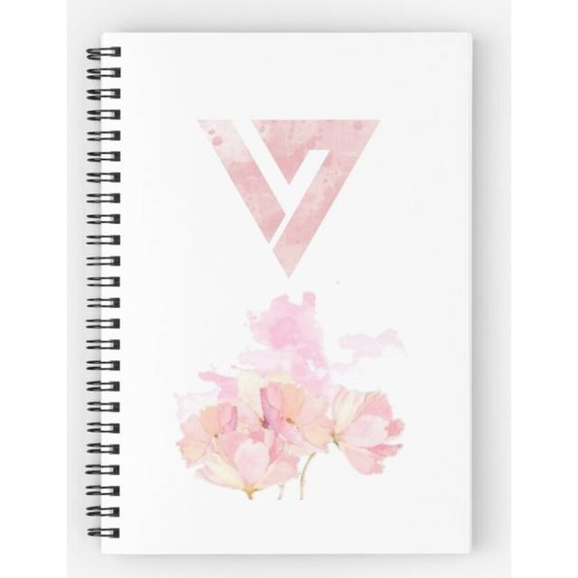 Spiral Notebook Floral Watercolor Seventeen Logo (Kpop) A5 120 Pages
