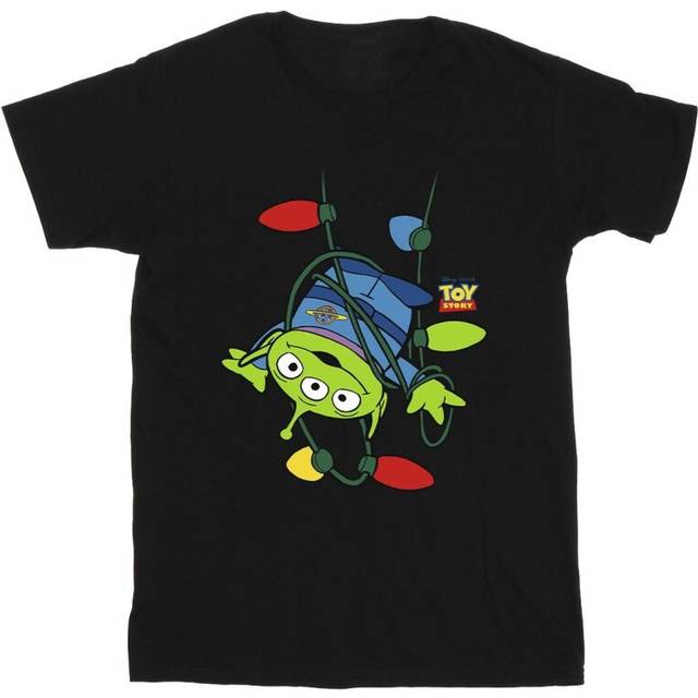(L, Black) Disney Mens Toy Story Christmas Lights Aliens T-Shirt
