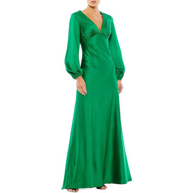 Mac Duggal Puff Sleeve Empire Waist Trumpet Gown