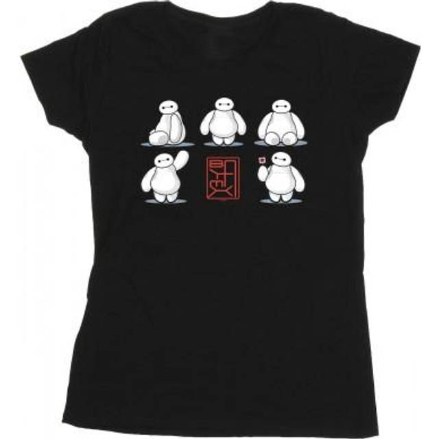 (L, Black) Disney Womens/Ladies Big Hero 6 Baymax Many Poses Cotton T-Shirt