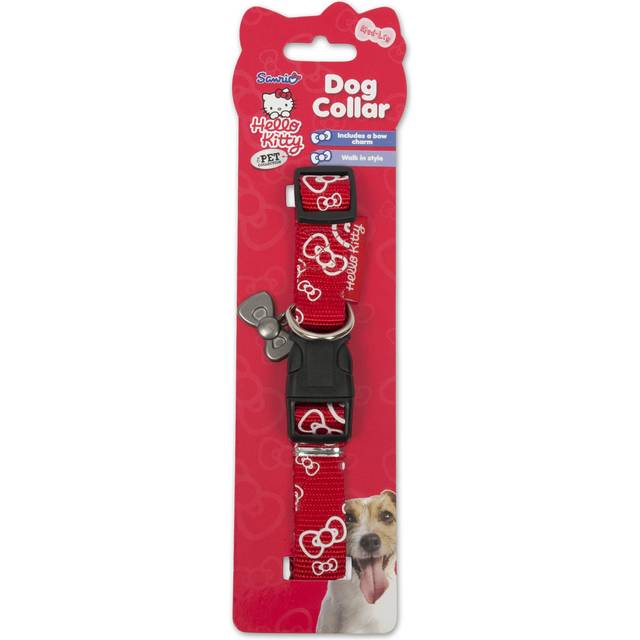Hello Kitty Dog Collar Adjustable Nylon with Charm Red 40-56cm Medium