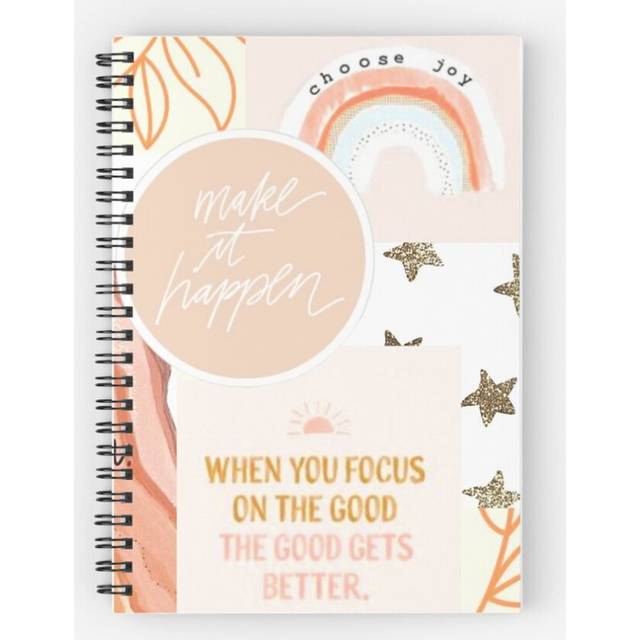 Spiral Notebook Aesthetic Orange andk Collage A5 120 Pages