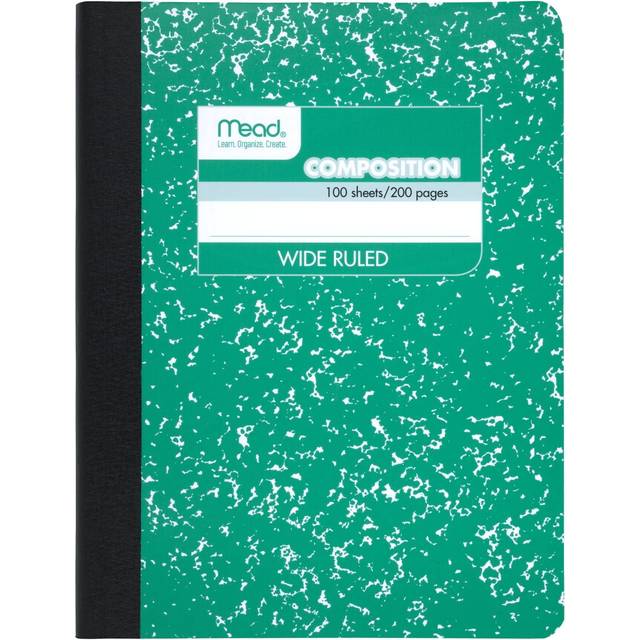 "Mead Composition Notebook  Wide Ruled Paper  9-3/4"""""""" x 7-1/2""""""""  100 Sheets  Green Marble (09918AC5)"