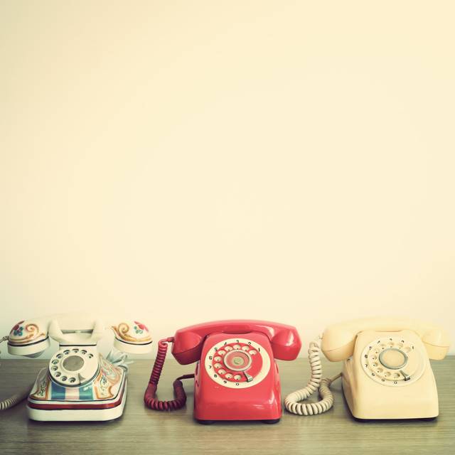 Retro Telephones by Andreka - Wrapped Canvas Photograph (30cm H x 30cm W)