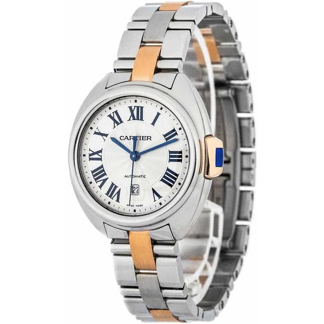 Cartier Silver 18K Rose Gold Stainless Cle de Cartier W2CL0003 Unisex Wristwatch 35 mm