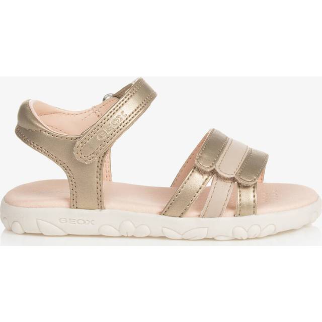 Geox Girls Gold Faux Leather Velcro Sandals - 25