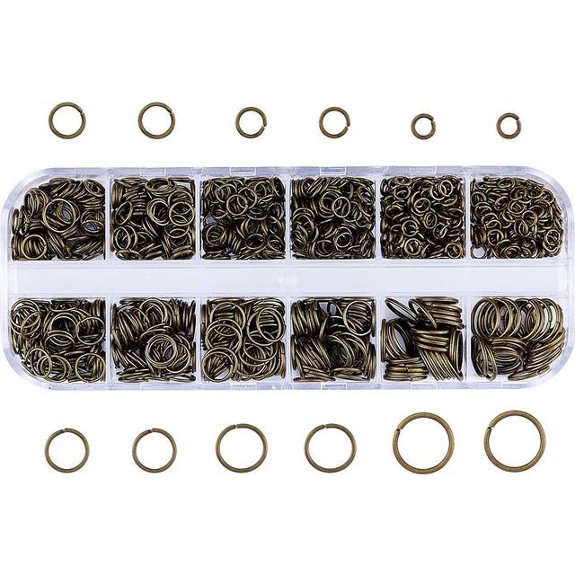 Pandahall Mixed Size 4-10mm Iron Open Jump Rings Nickel Free Antique Bronze Plated Unsoldered Round Ring Connectors for Chainmail Jewelry Bracelet Nec