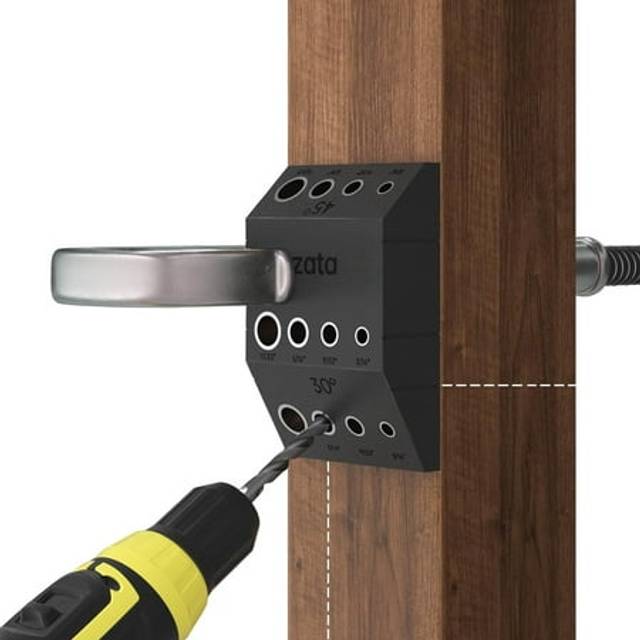 Muzata Upgraded Multi Angle Cable Railing Drill Guide Jig Fit 30 45 90 Degree Portable Drilling Template 4 Sizes for Horizontal and Angle Hole for Woo