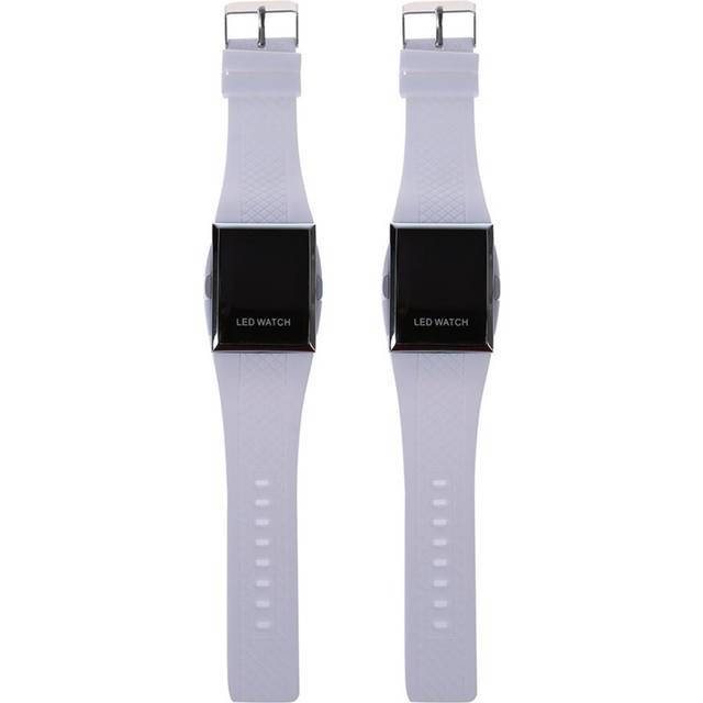2X New LED Watch Luxury Fashion Womens Digital Sport Strap Wristwatch for Ladies Dress Watches Clock-All White
