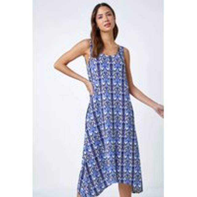 Sleeveless aztec print midi stretch dress for women uk - ladies roman originals