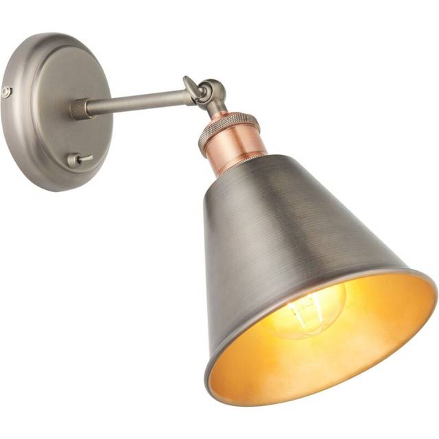 Wall Light Aged Pewter & Aged Copper Plate 10W LED E27 Living Room e10179