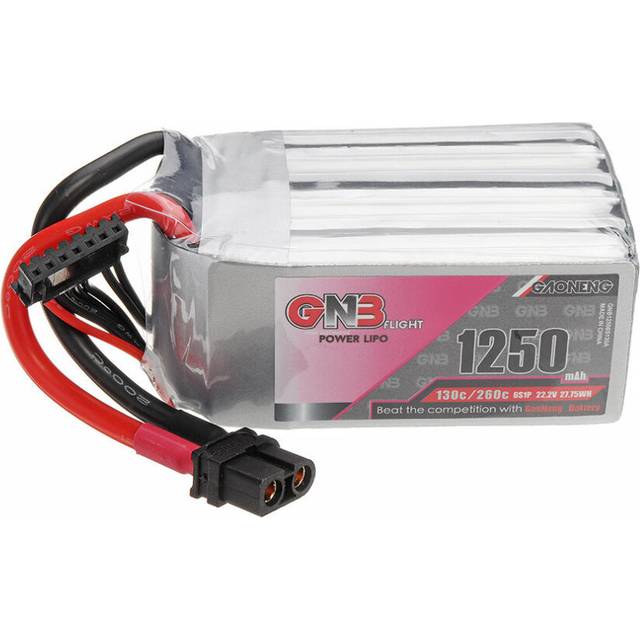 Gaoneng GNB 22.2V 1250mAh 130C/260C 6S Lipo Battery XT60U-F Plug for FPV Racing Drone