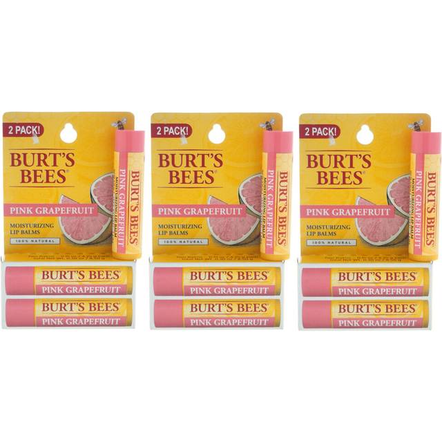 Burts Bees Pink Grapefruit Moisturizing Lip Balm Twin Pack - Pack of 3 For Unisex 2 x 0.15 oz Lip Balm
