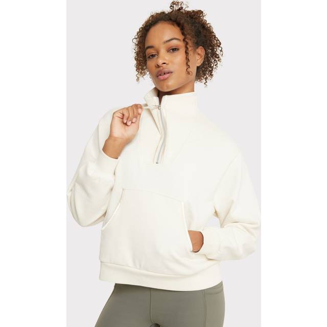 Organic Cotton Quarter-Zip Sweatshirt - Cream - 12,14,16