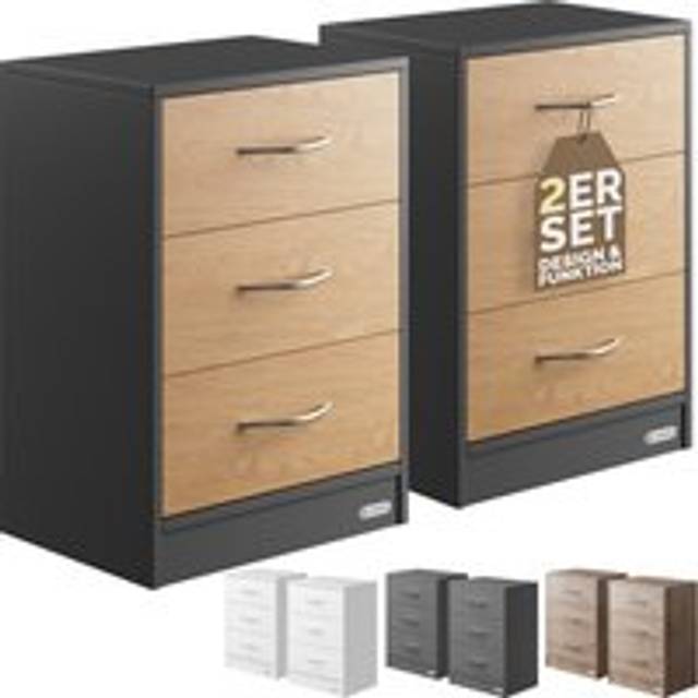 Bedside table Eloise set of 2 grey 54x39x28cm