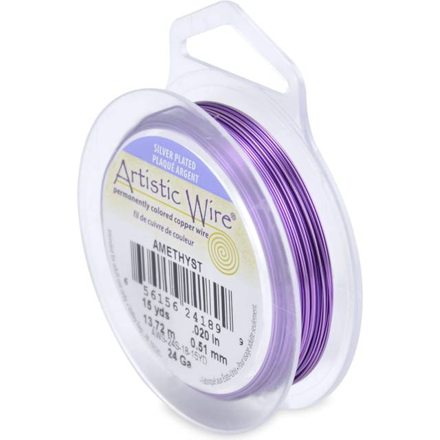 Artistic Wire 24 gauge  51 mm Silver Plated Tarnish Resistant colored copper craft Wire  15 yd  137 m  Amethyst