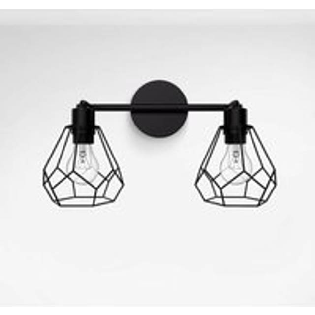 Emke - Industrial Wall Light Black Diamond Lampshade Retro Wall Sconces, Indoor E27 Wall Lamp for Living Room, Bedroom and Hallway (Without Bulb)