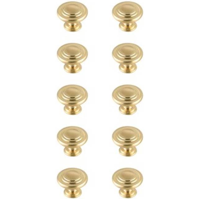 "Minu 1.3"""""""" Diameter Brushed Gold Mushroom Knob Multipack (Set of 10)"