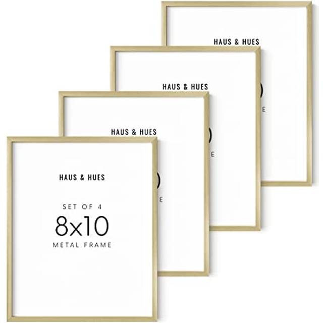 HAUS AND HUES 8x10 Gold Frames for Gallery Wall  Set of 4 8x10 Picture Frames for Wall  8x10 Picture Frame Set of 4  Gold 8x10