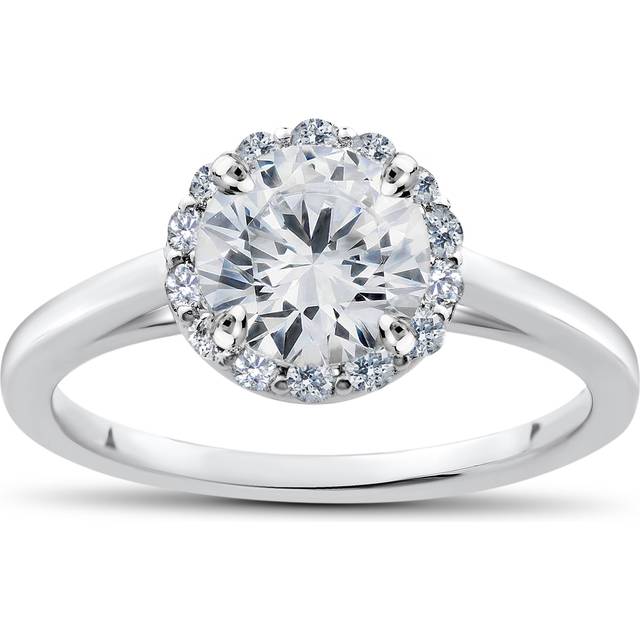 F/vs 1 Ct 100% Diamond Madelyn Halo Engagement Ring 14k White Gold Lab Grown