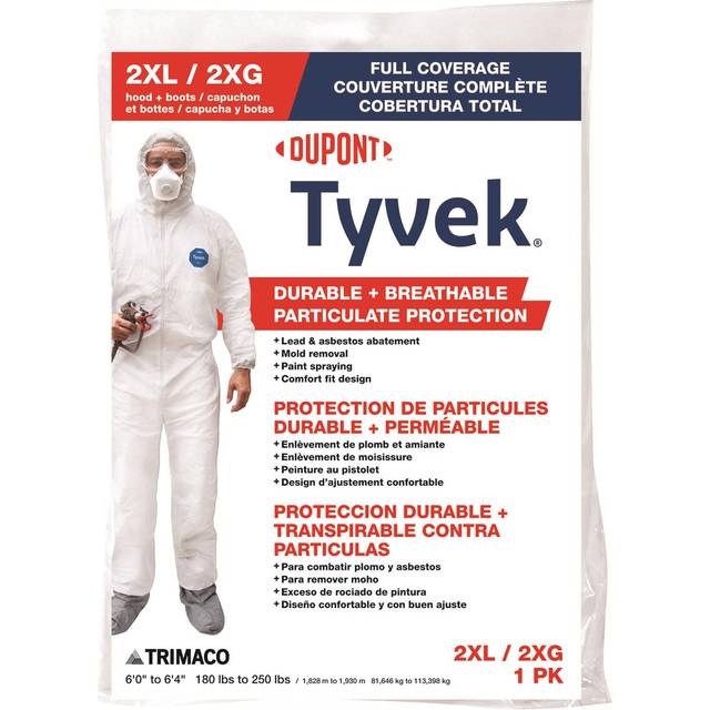 COVERALL TYVEK 2XL W/B&H (Pack of 1)
