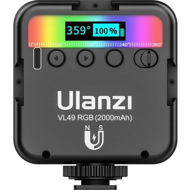 (Black) Mini RGB LED Video Light 2700K-9000K On Camera Fill Light Photography Lighting