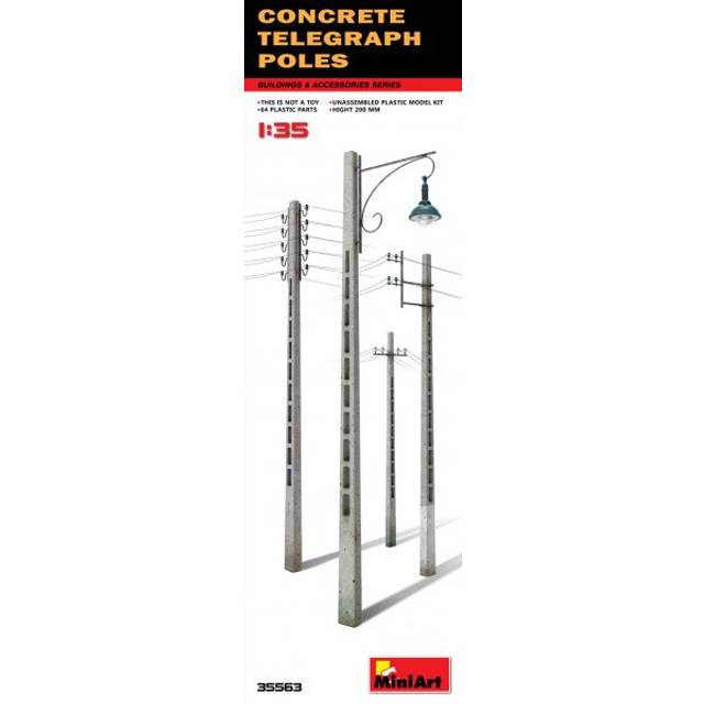 Miniart Concrete Telephone Pole 4 Pieces Plastic Model MA35563 1/35