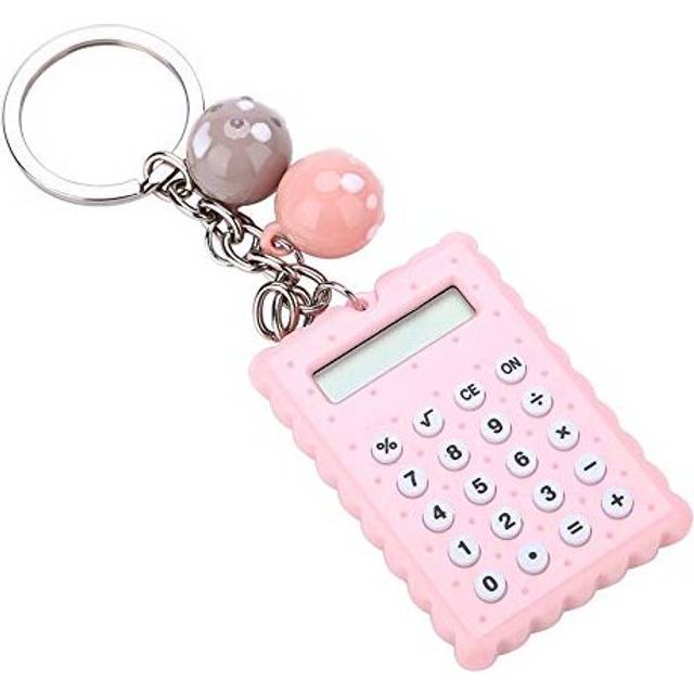 Mini Calculator VBESTLIFE Portable Pocket Candy Color PVC 8 Digits Electronic Calculator with Silicone Buttons and Keychain Buckle for Children