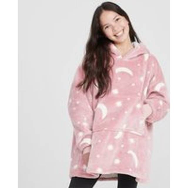Kids' Glow in the Dark Oversized Hoodie, Pink - One Size
