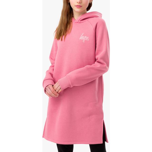 hype girls pink side split longline hoodie