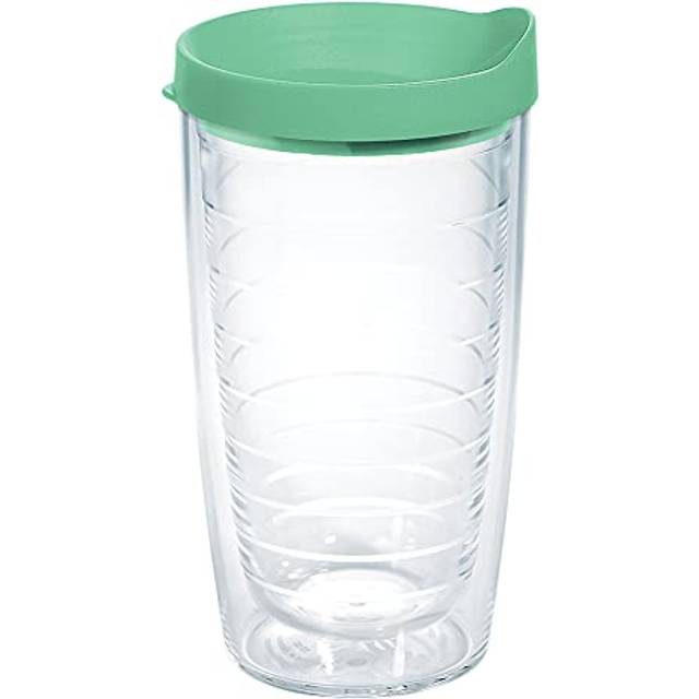 Tervis Clear & Colorful Lidded Made in USA Double Walled Insulated Tumbler Travel Cup Keeps Drinks Cold & Hot  16oz  Mangrove Green Lid