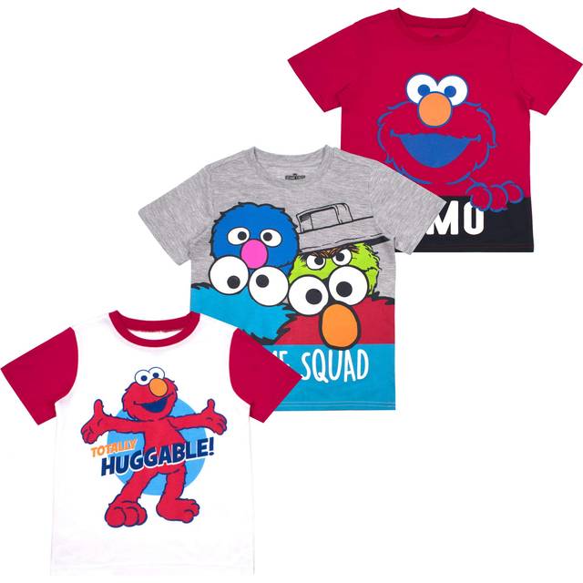 Sesame Street Boys Elmo and Friends 3 Pack TShirts for Infant and Toddler  RedWhiteGrey